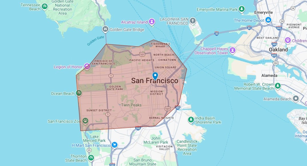 San Jose service area map